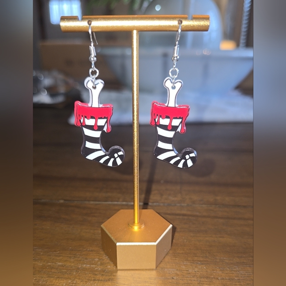 Acrylic Goth Stockings Earrings